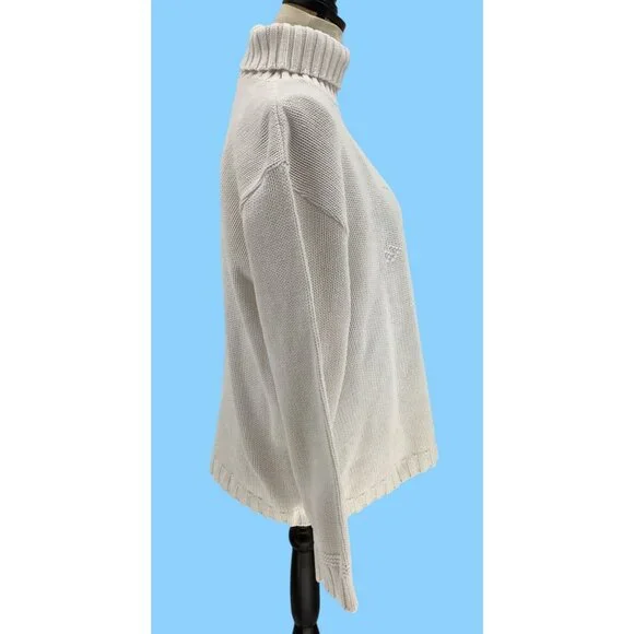 Vintage Ivory Turtleneck Pullover Sweater With Snowflake Knit Design Size M - Picture 4 of 10